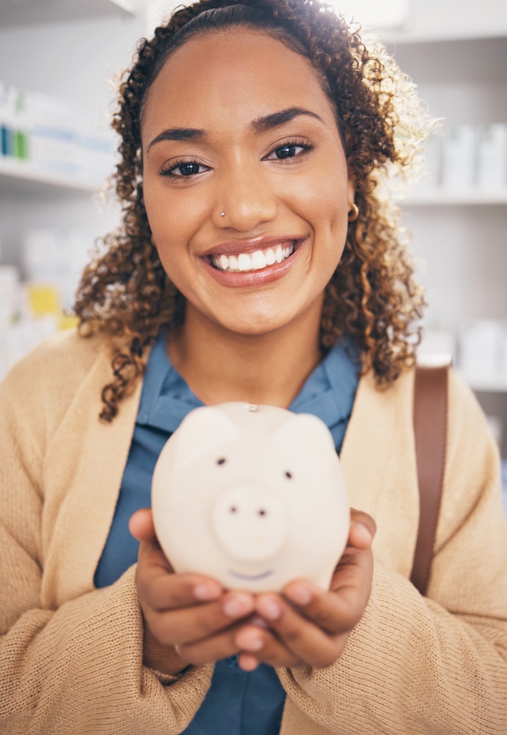pharmacy-piggy-bank-and-portrait-of-woman-with-sm-2023-11-27-05-18-37-utc